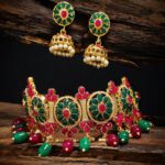 Green Gold Plated Stone Studded Jewellery Set