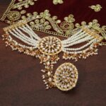 White Kundan & Pearl Studded Ring Bracelet