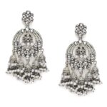 Silver-Plated Studded Dome Shaped Jhumkas