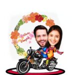 Caricature Personalized Gifts for Couple bike ride Wooden ( 9 x 6.5 )