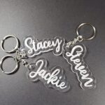 customized acrylic name cutting keychain with your name| best use for office, bag, home, bike keychain