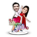 Personalized Rab ne bana di Jodi Caricature Couple Cutout (Wooden, 9inch x 5inch, Multicolour)