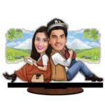 Personalized Gift Caricature DDLJ Love Cutout Standee Customized with Your Photos (Wooden, 12inch x 9inch, Multicolour)