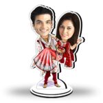 Personalized Caricature Couple Cutout (Wooden, 9inch x 5inch, Multicolour)