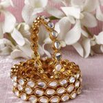 Designer Drop Shape Kundan Studded Gold Plated Latest Stylish Traditional Royal Style Bangles for Women Set of 4