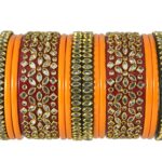 Lac Bangles Chudi Red Yellow Kundan Wedding Set