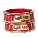 Mehrun Colour special rajasthani lakh bangles set look lac Peacock kada for girls (Pack of 2)