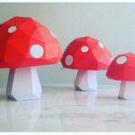 Giant Mushrooms 3d papercraft. You get SVG and PDF digital file templates and instructions for these DIY modern paper sculpture.