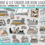 Printable Book Lover Stickers PNG Stickers - Print and Cut Book Stickers, Digital Download, Print and Cut Cricut, Silhouette