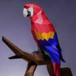 Macaw, Parrot, Paper Craft, Digital Template, Origami, PDF Download DIY, Low Poly, Trophy, Sculpture, Model