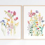 Wall Art Set Of 2 Wildflower Watercolors, Colorful Floral Prints, Digital Download, Printable Flower Posters