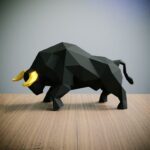 Black Bull, Papercraft Bull, Paper Bull, Papercraft decor, Home decor, Gift, Papercraft 3D, low poly, origami 3D, papercraft template, PDF